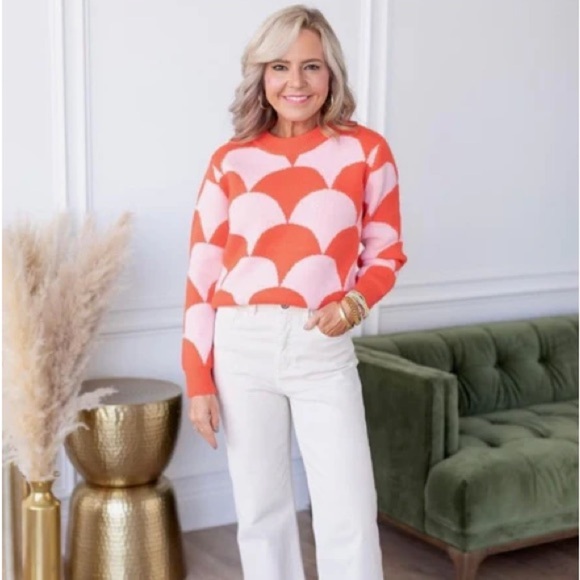 &MERCI Avara Women’s Red and Pink Print Sweater Soft NEW WITH TAGS - Picture 3 of 6